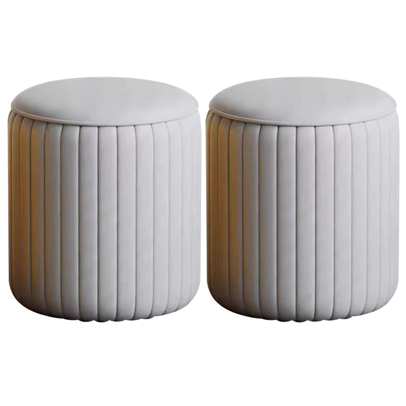 Faux Leather Pouf Cylinder Solid Water Resistant Modern Standard Ottoman