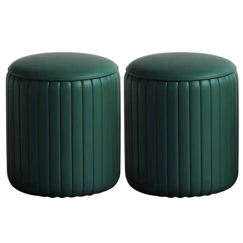 Faux Leather Pouf Cylinder Solid Water Resistant Modern Standard Ottoman