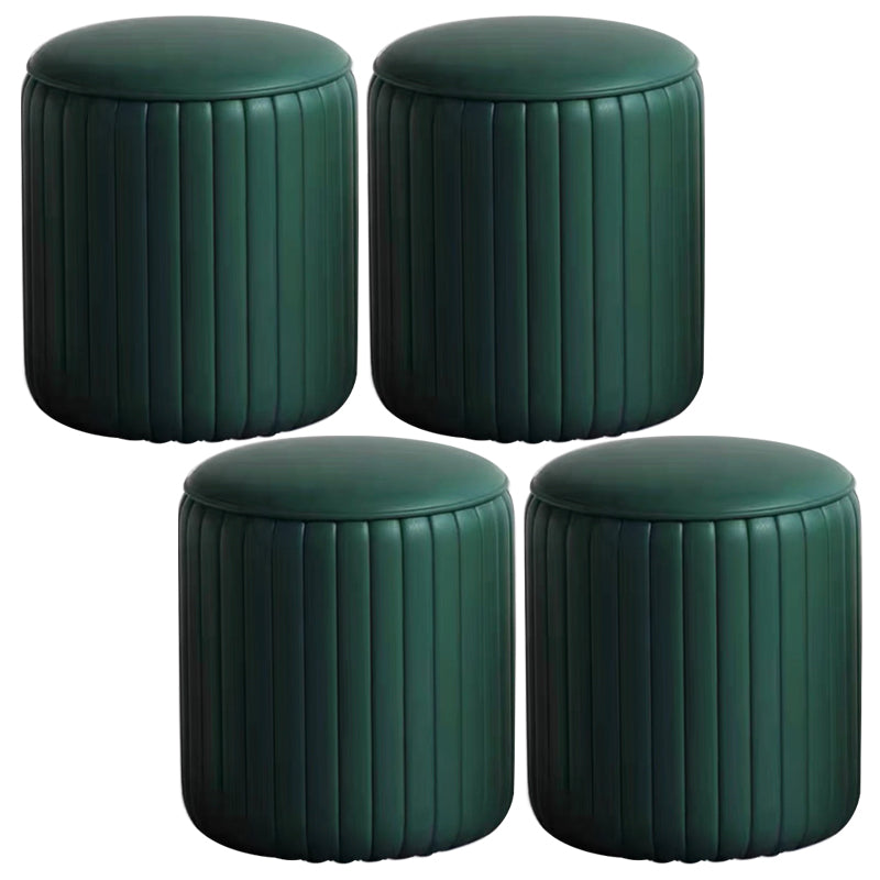 Faux Leather Pouf Cylinder Solid Water Resistant Modern Standard Ottoman