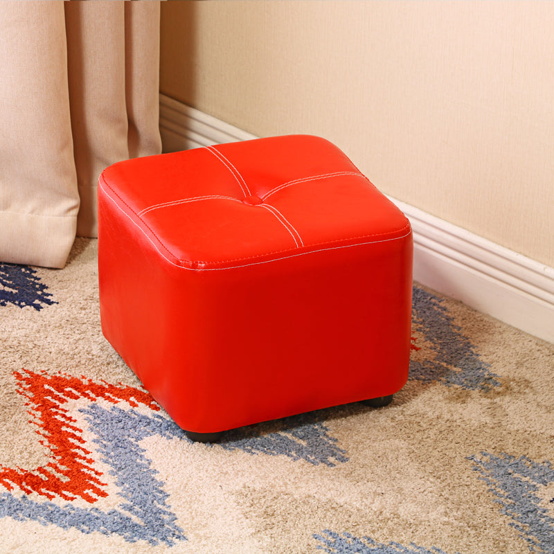 Contemporary Rectangle Shape Ottoman Faux Leather Standard with Tufted