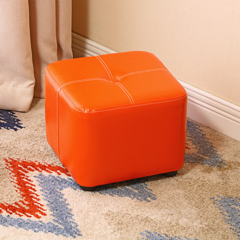 Contemporary Rectangle Shape Ottoman Faux Leather Standard with Tufted