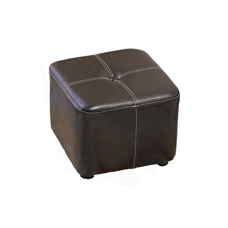 Contemporary Rectangle Shape Ottoman Faux Leather Standard with Tufted