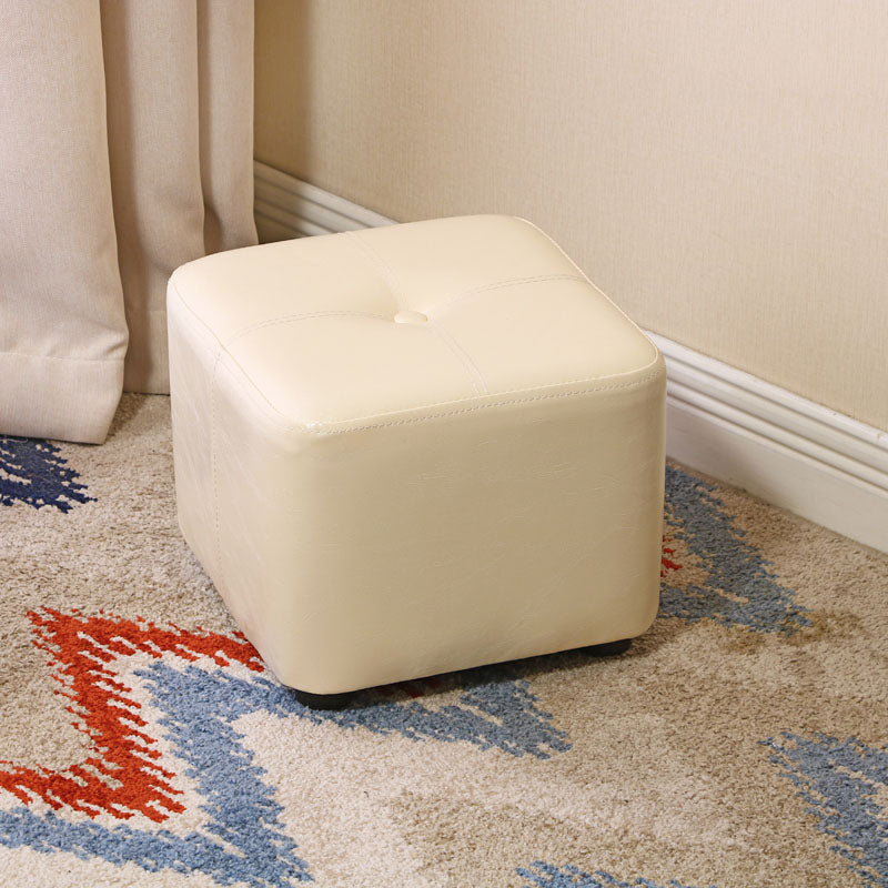 Contemporary Rectangle Shape Ottoman Faux Leather Standard with Tufted