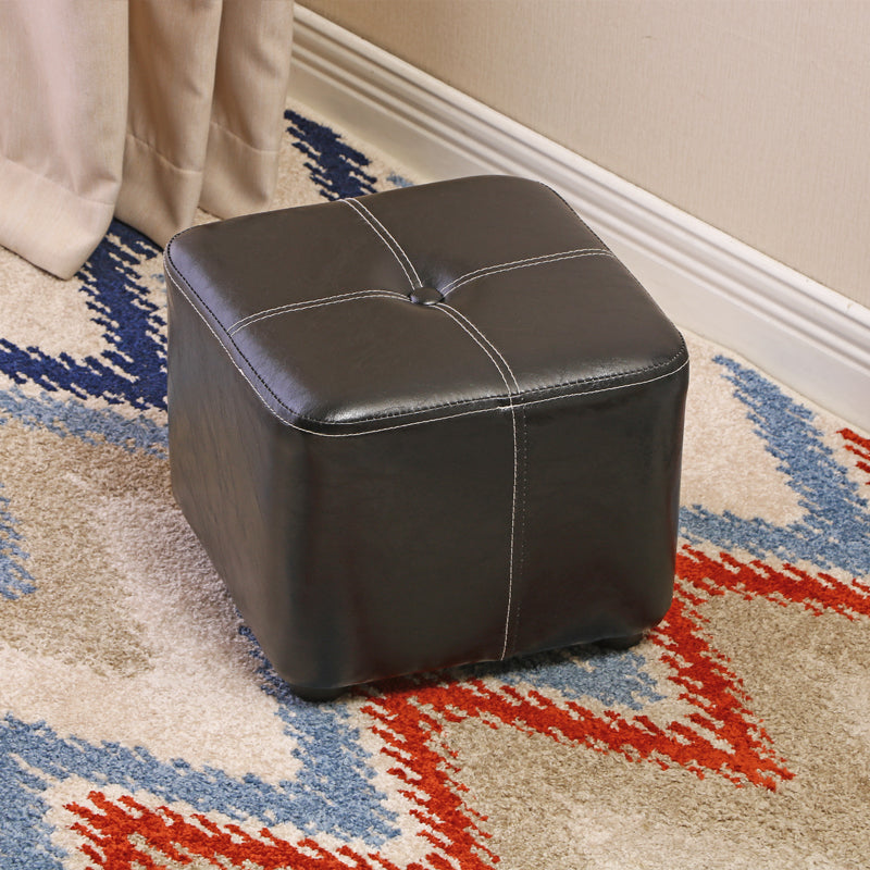 Contemporary Rectangle Shape Ottoman Faux Leather Standard with Tufted