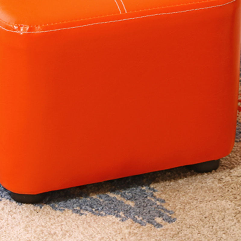 Contemporary Rectangle Shape Ottoman Faux Leather Standard with Tufted