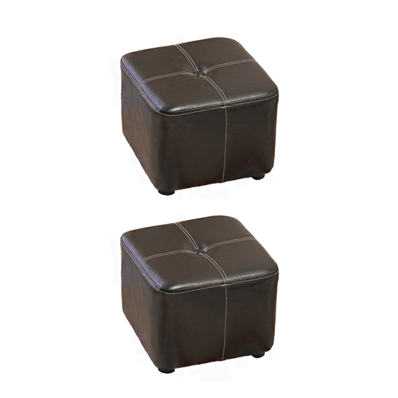 Contemporary Rectangle Shape Ottoman Faux Leather Standard with Tufted