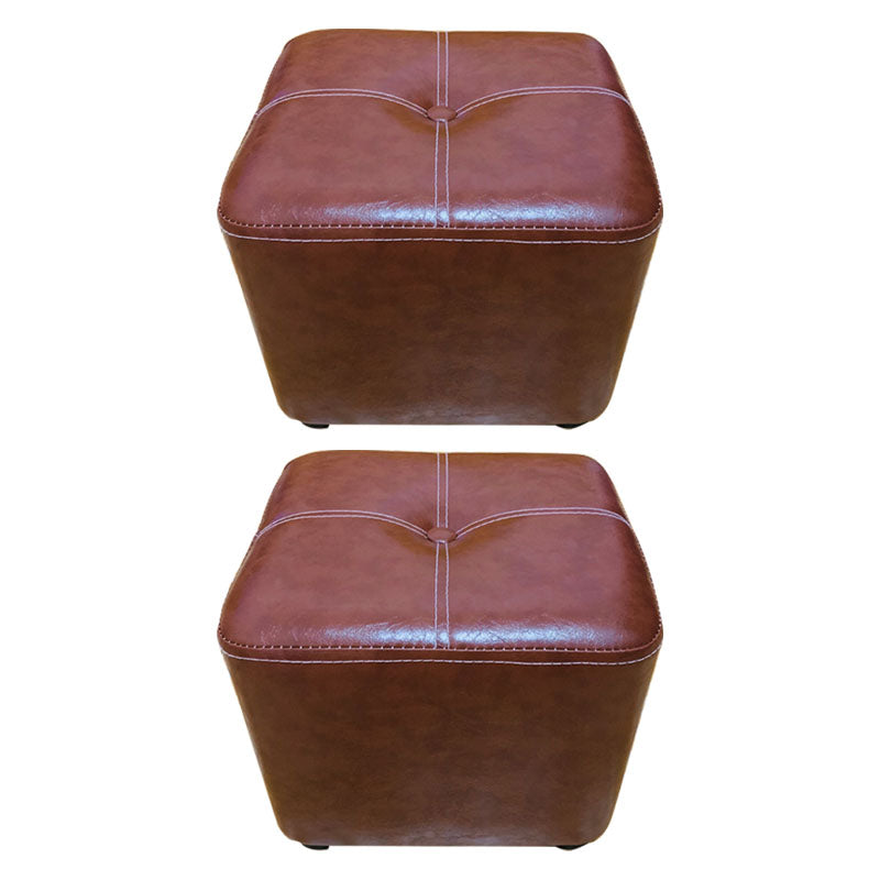 Contemporary Rectangle Shape Ottoman Faux Leather Standard with Tufted