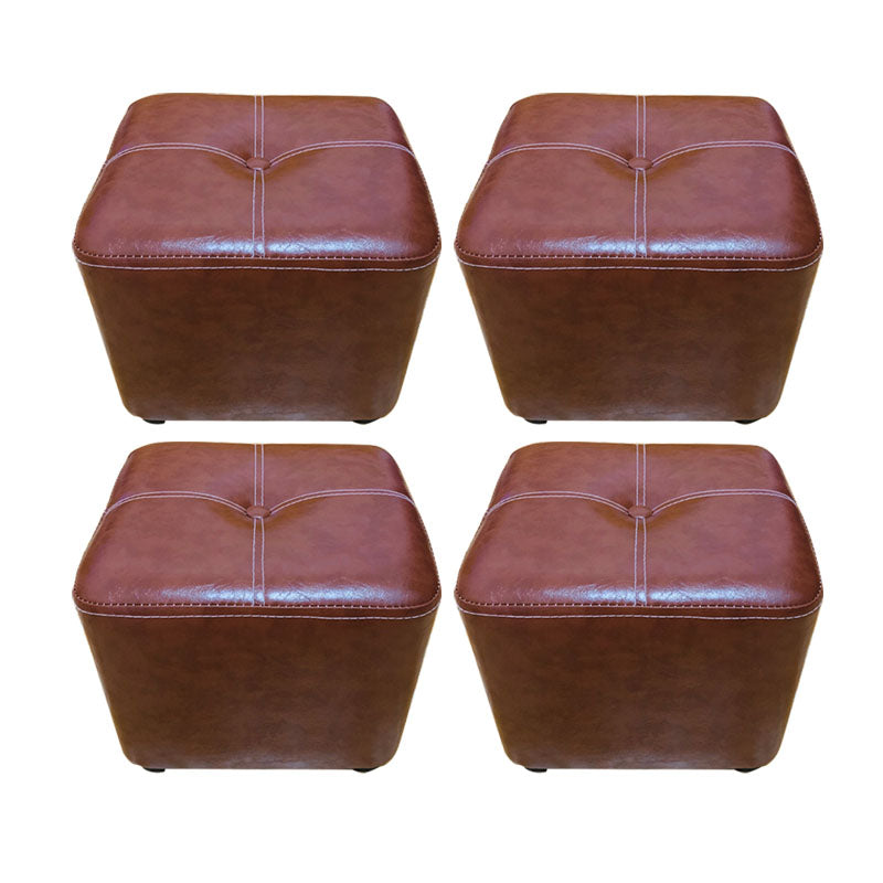 Contemporary Rectangle Shape Ottoman Faux Leather Standard with Tufted
