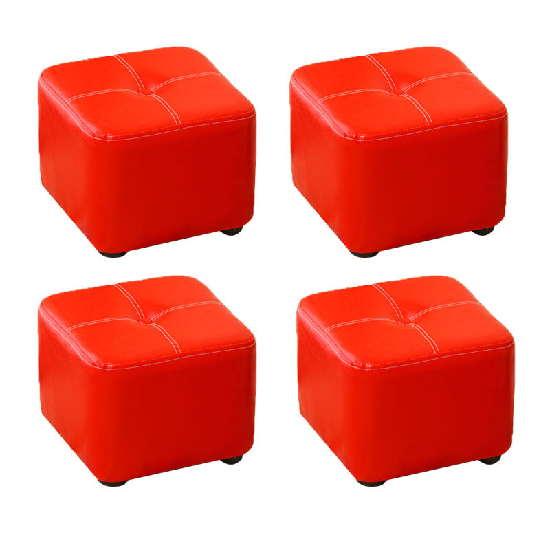 Contemporary Rectangle Shape Ottoman Faux Leather Standard with Tufted