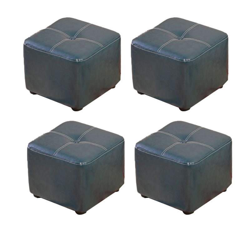 Contemporary Rectangle Shape Ottoman Faux Leather Standard with Tufted