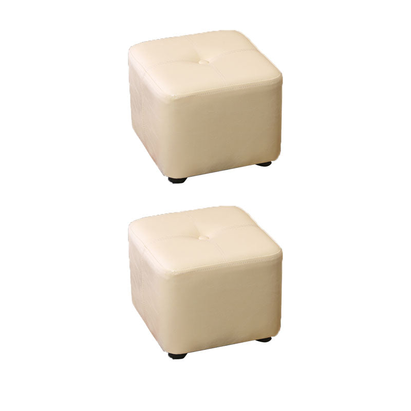 Contemporary Rectangle Shape Ottoman Faux Leather Standard with Tufted