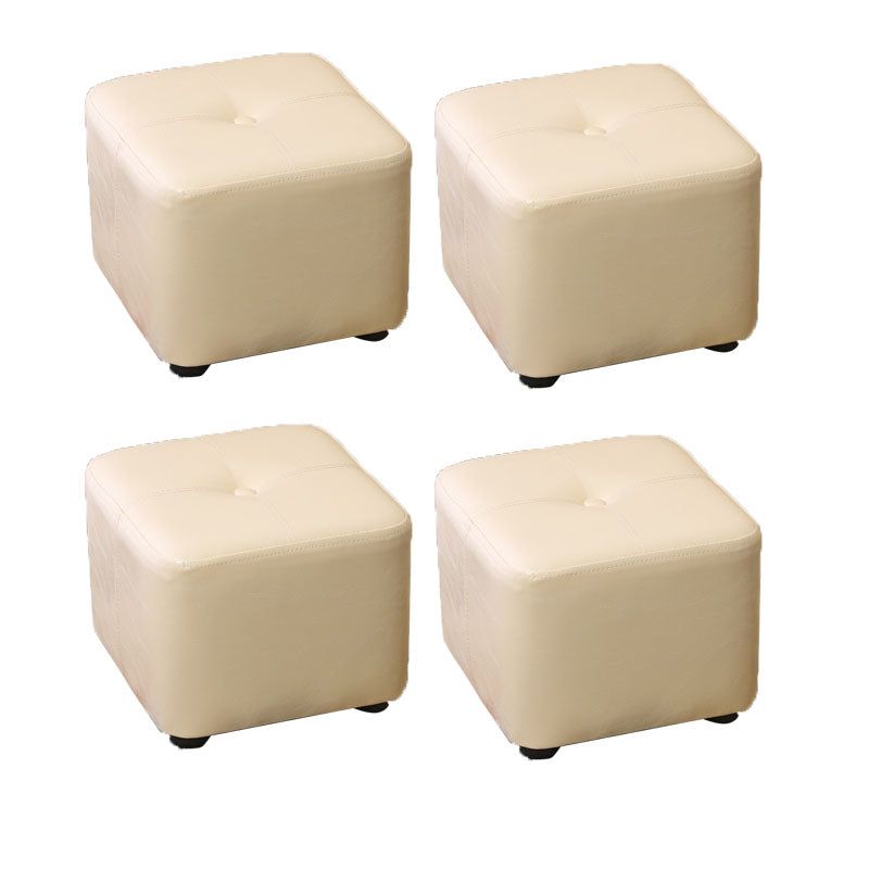 Contemporary Rectangle Shape Ottoman Faux Leather Standard with Tufted