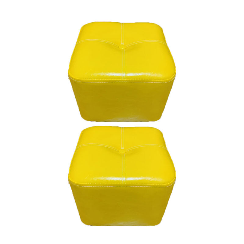 Contemporary Rectangle Shape Ottoman Faux Leather Standard with Tufted