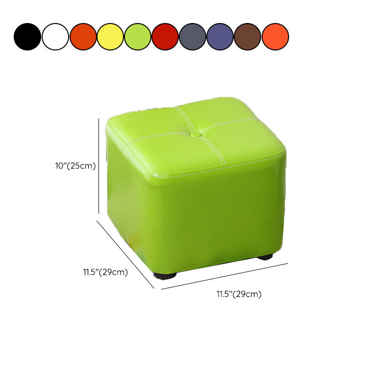 Contemporary Rectangle Shape Ottoman Faux Leather Standard with Tufted