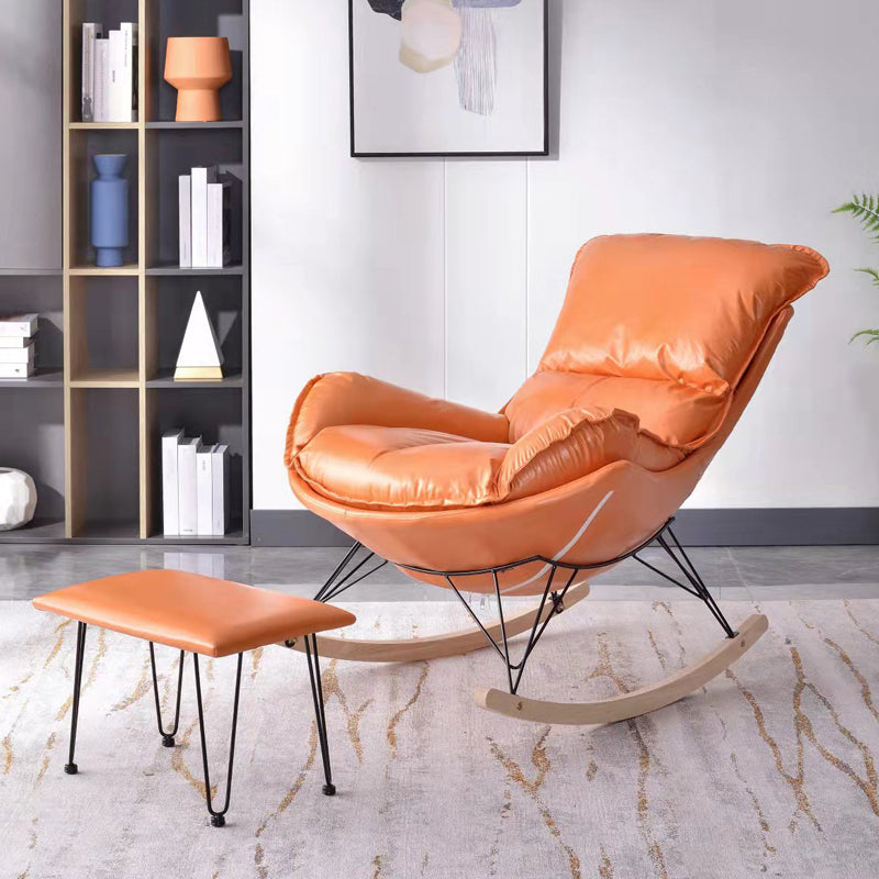 Modern Rocking Chair Upholstered Button-Tufted Glider for Living Room