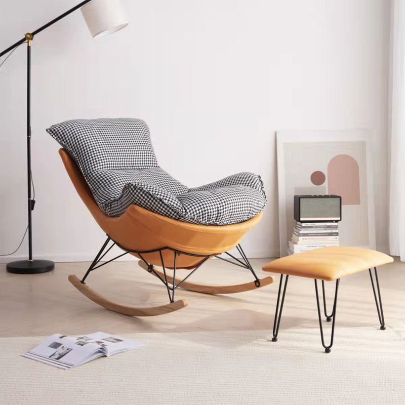 Modern Rocking Chair Upholstered Button-Tufted Glider for Living Room