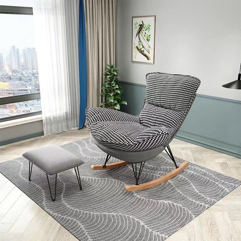 Modern Rocking Chair Upholstered Button-Tufted Glider for Living Room