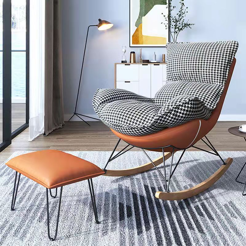 Leisure Solid Color Rocker Chair Water Resistant Glider Chair with Ottoman