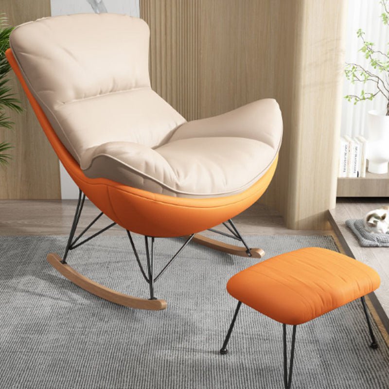 Leisure Solid Color Rocker Chair Water Resistant Glider Chair with Ottoman