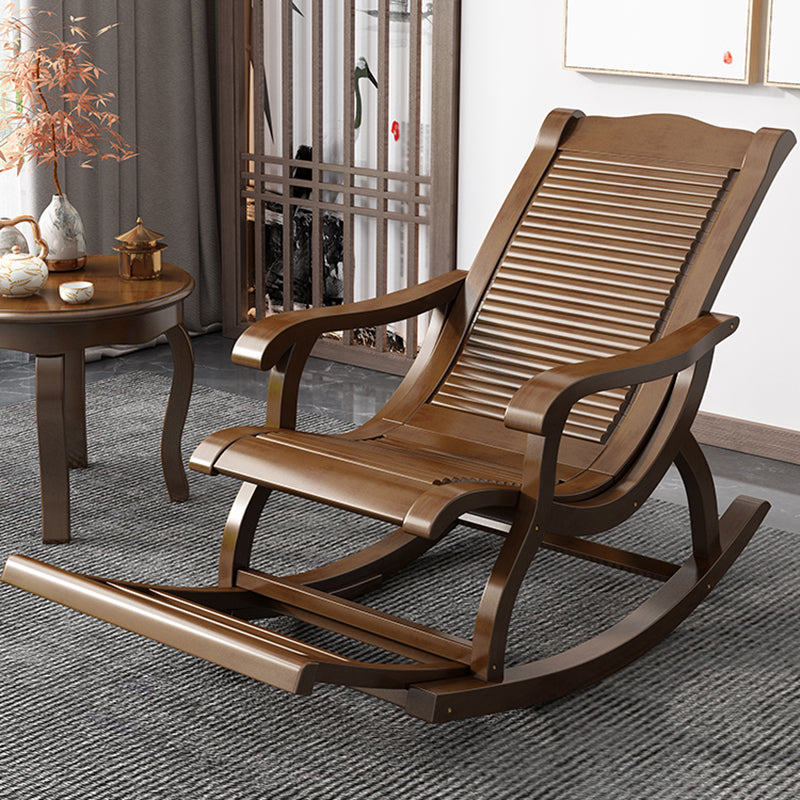 Modern Recliner Chair Solid Wood Indoor Rocking Chair in Brown