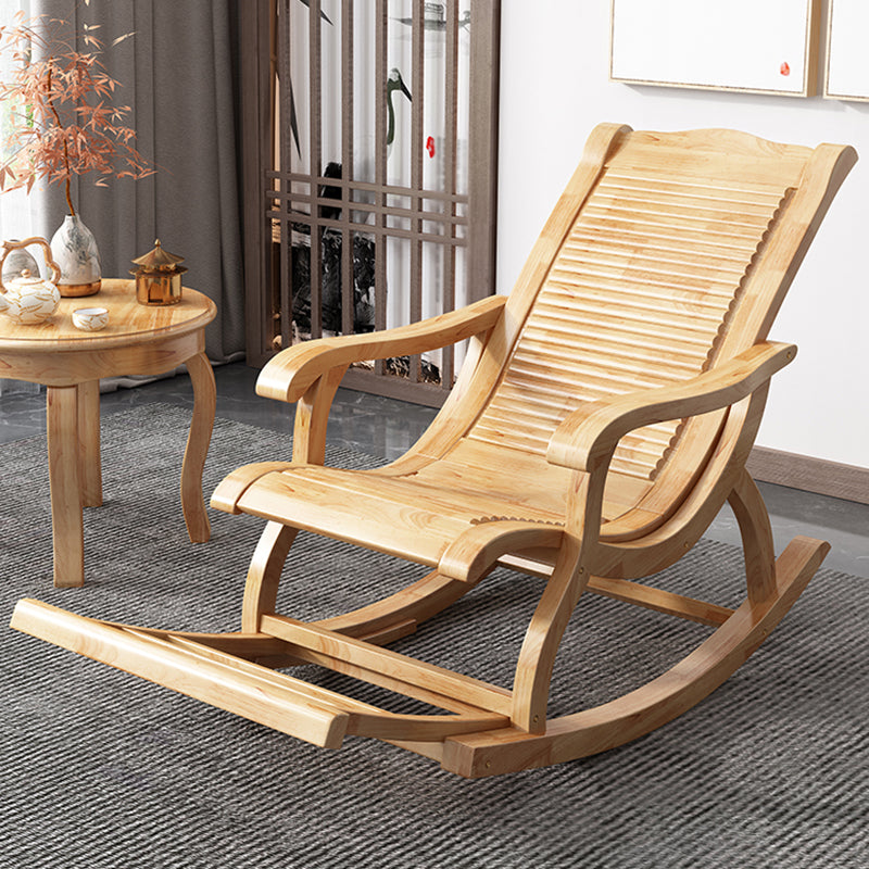 Modern Recliner Chair Solid Wood Indoor Rocking Chair in Brown