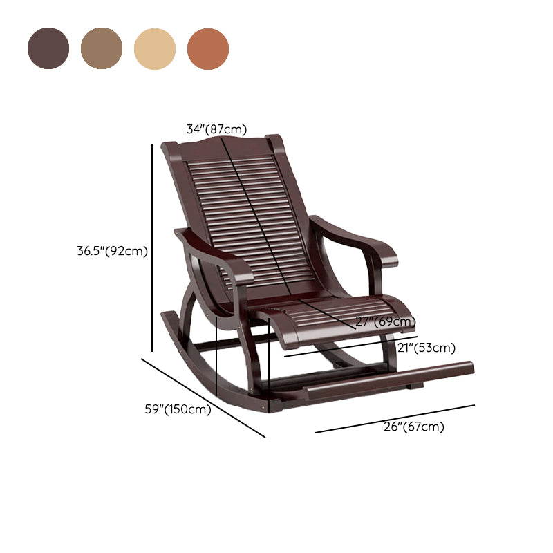 Modern Recliner Chair Solid Wood Indoor Rocking Chair in Brown