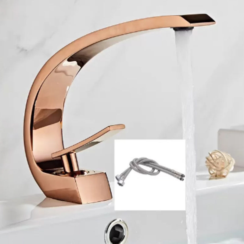 Light Luxury Bathroom Faucet Single Hole Basin Lavatory Faucet with Lever Handle