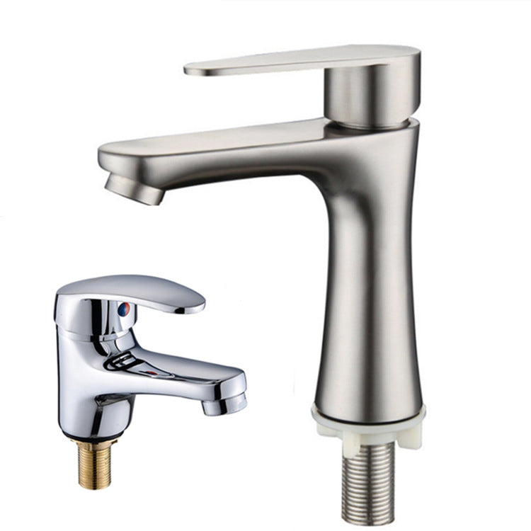 Contemporary Single Handle Kitchen Faucet Low Profile Faucet in Chrome