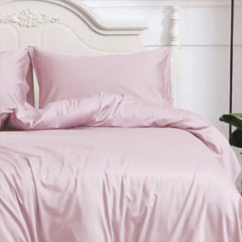 Cotton Fitted Sheet 1-Piece Silky Pure Color Wrinkle Resistant Sheet Set