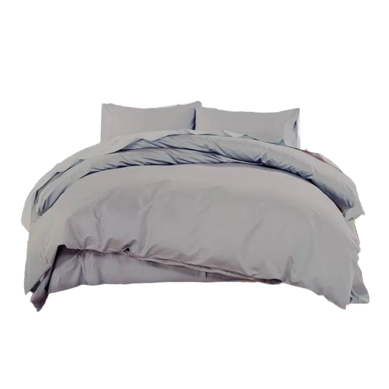 Cotton Fitted Sheet 1-Piece Silky Pure Color Wrinkle Resistant Sheet Set