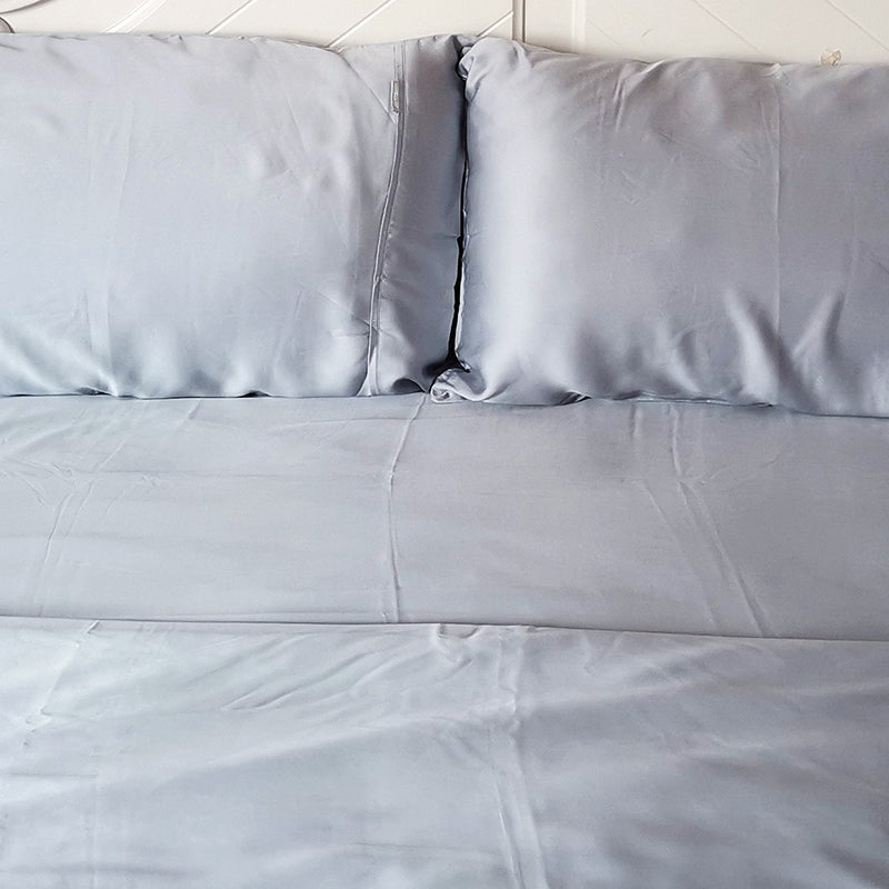 Cotton Fitted Sheet 1-Piece Silky Pure Color Wrinkle Resistant Sheet Set