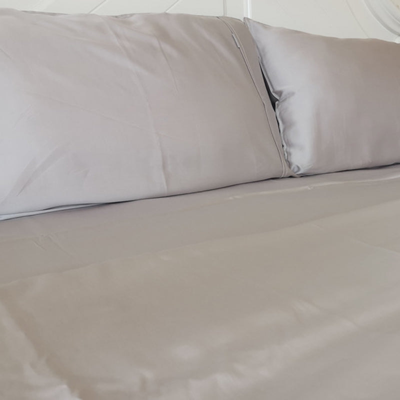 Cotton Fitted Sheet 1-Piece Silky Pure Color Wrinkle Resistant Sheet Set