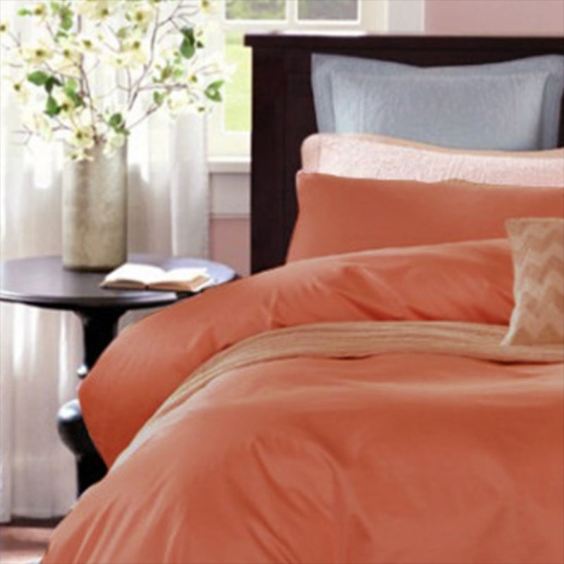 Cotton Fitted Sheet 1-Piece Silky Pure Color Wrinkle Resistant Sheet Set