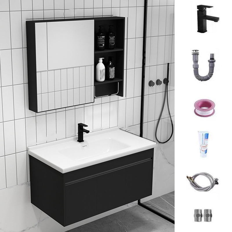 Contemporary Black Bath Vanity Metal Open Console with Sink Set