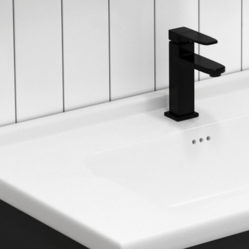 Contemporary Black Bath Vanity Metal Open Console with Sink Set