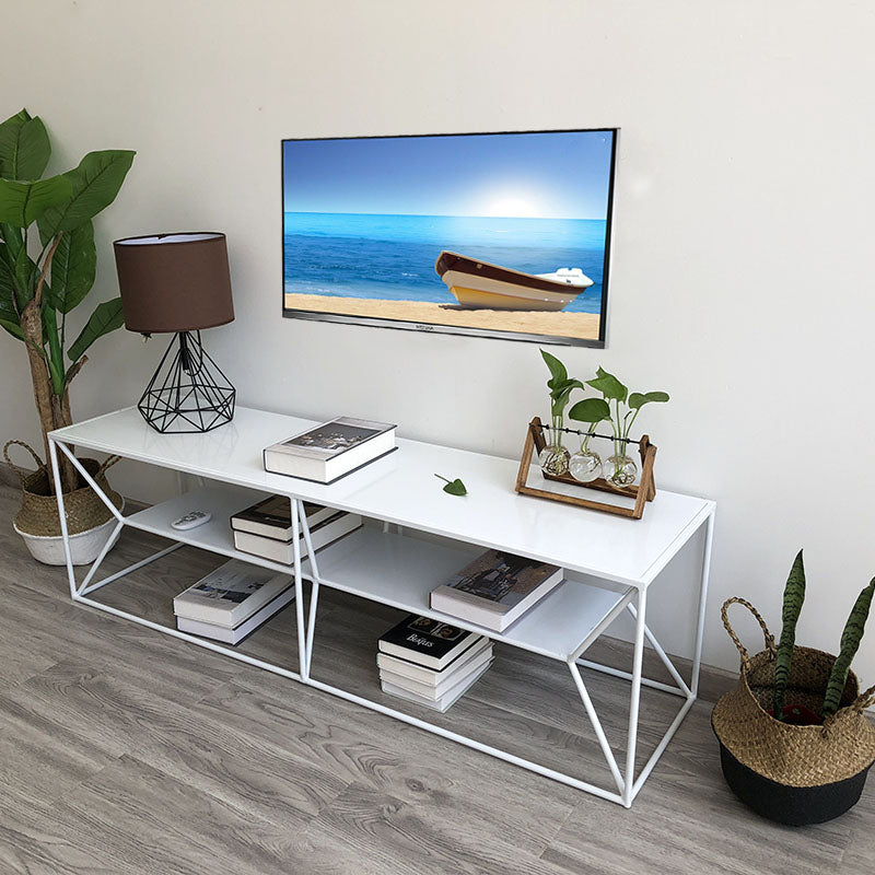 Contemporary Style TV Stand 2-shelf Open Storage TV Media Stand
