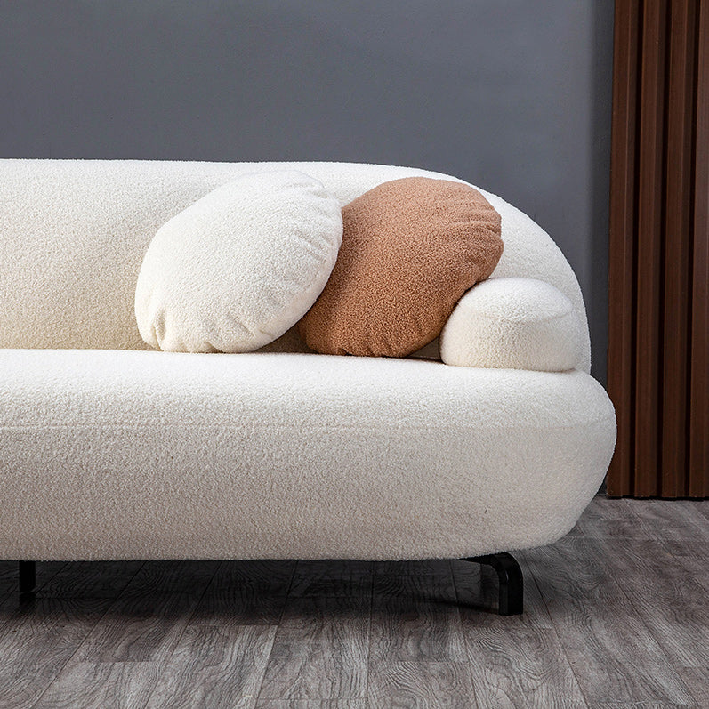 Recessed Arm Sofa Contemporary Wool 29.52-Inch High Sofa in Whit
