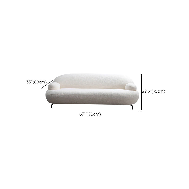 Recessed Arm Sofa Contemporary Wool 29.52-Inch High Sofa in Whit