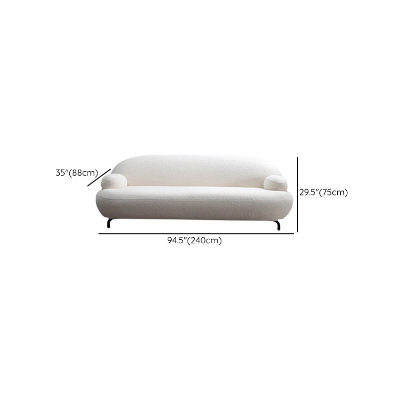 Recessed Arm Sofa Contemporary Wool 29.52-Inch High Sofa in Whit