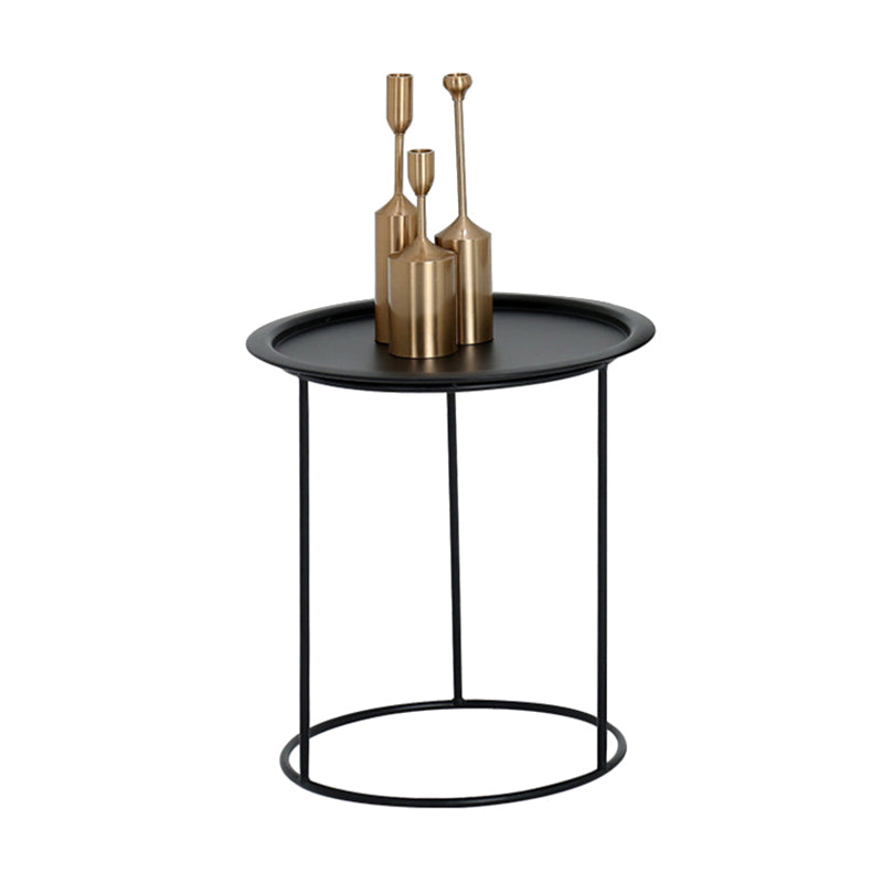 Mid-Century Metallic Side End Snack Table Round Side End Table