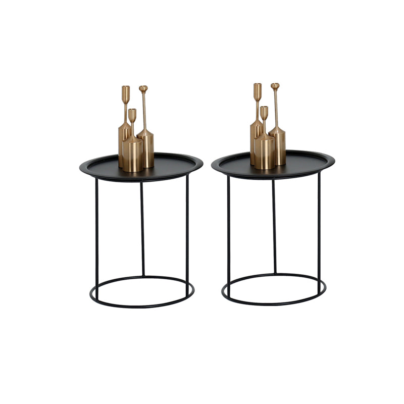 Mid-Century Metallic Side End Snack Table Round Side End Table