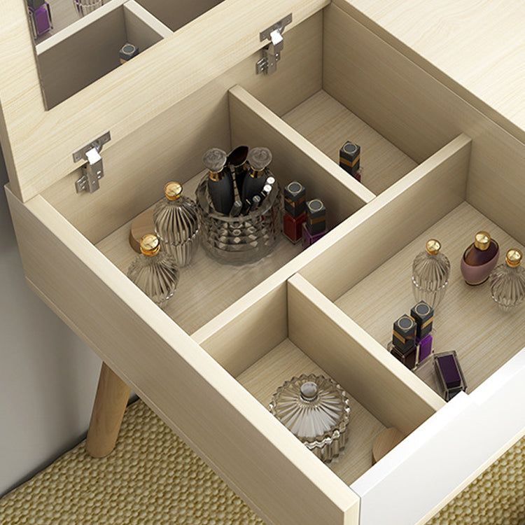 Scandinavian 2-Drawers Table Dressing Table Wood Mirror Make-up Vanity