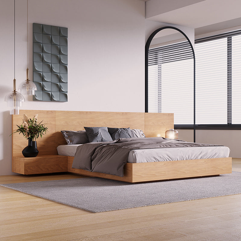 Lift Up Storage Panel Bed Rectangular Panel Platform Bed Natural