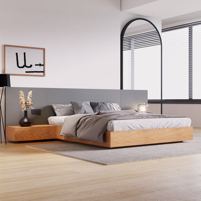 Lift Up Storage Panel Bed Rectangular Panel Platform Bed Natural