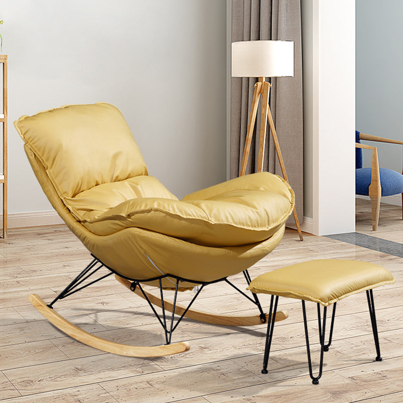 Modern Rocker Upholstered Tufted Cushions with Light Legs Glider