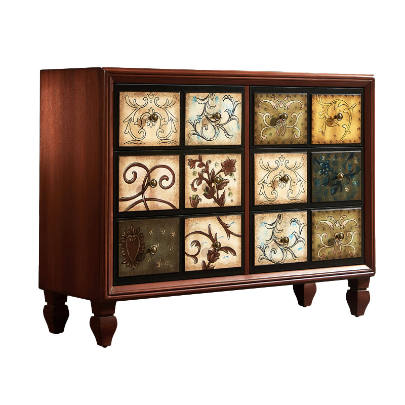 American Traditional Wooden Storage Chest Home Chest with Drawers