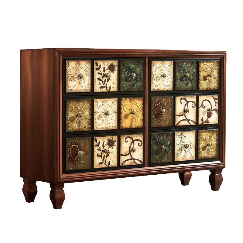 American Traditional Wooden Storage Chest Home Chest with Drawers