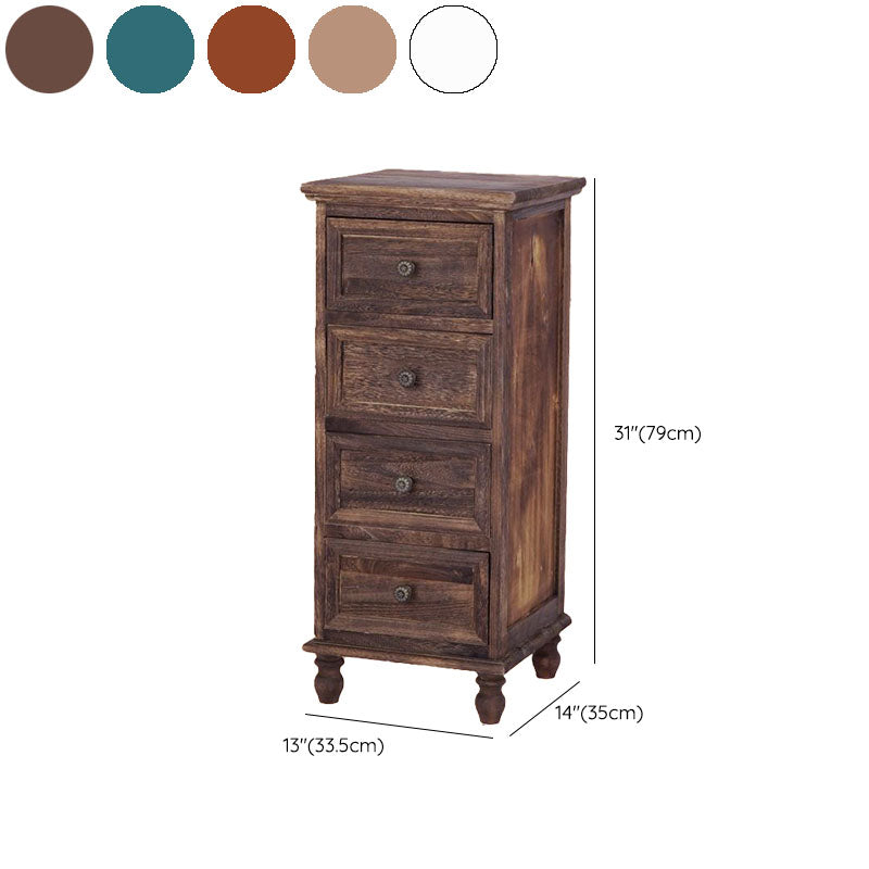 Nautical Solid Wood Storage Chest Bedroom Vertical Chest with Drawers