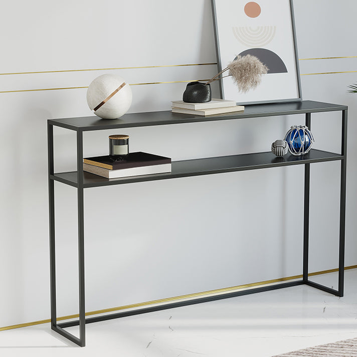 Modern Console Accent Table Antique Finish Console Sofa Table in Metal