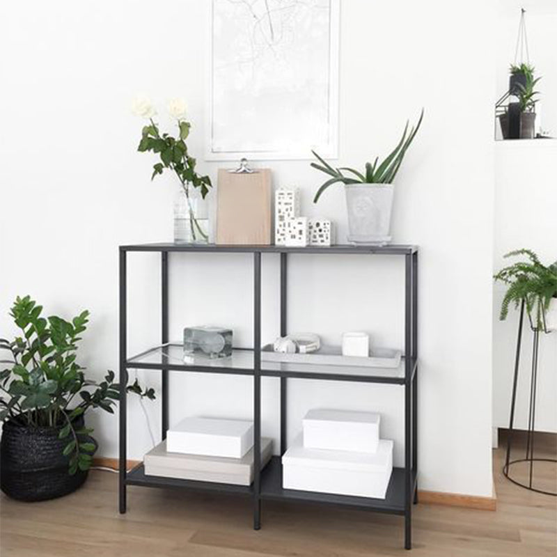 3-Shelf Contemporary Console Accent Table Antique Finish Console Sofa Table in Metal